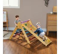 AIYAPLAY Triangle escalade enfants 3 en 1, rampe double-face pour grimper et glisser, charge 50 kg, 147x64,5x63cm, multicolore