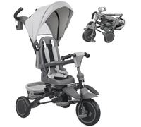 AIYAPLAY Tricycle bébé évolutif 6 en 1, Tricycle Enfant Pliable avec poignée parentale réglable et Capote Amovible, siège pivotant 360°, Poussette bébé avec Harnais de sécurité, Panier et Sac, Gris