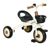 AIYAPLAY Tricycle enfants - Sonnette et panier, selle réglable avec dossier - Blanc 2-5 ans