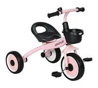 AIYAPLAY Tricycle Enfants avec Sonnette et Panier Selle Réglable Rose
