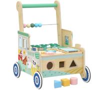 AIYAPLAY Trotteur Bebe en Bois, Chariot de Marche Bébé, 1-3 Ans, Vert | Centre d'Activités, Espace de Rangement, Perles, Trieur de Formes, Comptage, Xylophone, Jouets Éducatifs