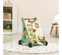 AIYAPLAY Trotteur en bois pour bébé 18+ mois, chariot de marche, contrôle de vitesse, centre d'activités, 33,5x36x46,8cm, vert