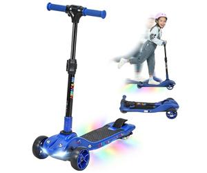 AIYAPLAY Trottinette électrique pour Enfants Pliable, Trottinette électrique 6+ Ans, 3 Roues, démarrage zéro, Vitesse maximale 8 km/h, lumières LED colorées, autonomie 8 km, Frein à Pied, Bleu