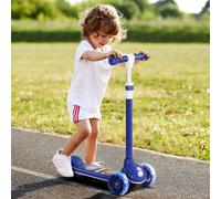 AIYAPLAY Trottinette enfant 3 Roues Lumineuses LED Hauteur Guidon réglable frein à Friction arrière de 2 à 6 ans Bleu