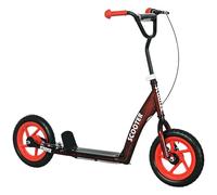 AIYAPLAY Trottinette Enfant patinette Scooter Enfant de 6 à 12 Ans Grandes Roues Ø30 cm Hauteur réglable Frein arrière béquille Rouge
