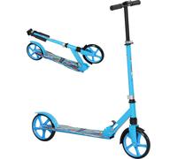 AIYAPLAY Trottinette pliante pour enfants avec guidon réglable, 2 grandes roues, frein de protection arrière, trottinette à pédales pour enfants à partir de 6-12 ans bleu
