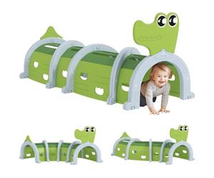 AIYAPLAY Tunnel de Jeu pour Enfant Crocodile modulable intérieur extérieur | Tunnel de jeu pour enfants de 3 à 6 ans, ramper et grimper, vert