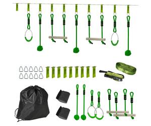 AIYAPLAY Tyrolienne pour enfants 10 M kit de tyrolienne complet 7 pièces charge 50 kg, installation facile, vert