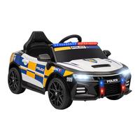 AIYAPLAY Voiture de police électrique pour enfants 3-5 ans avec sirène et lumières 12V 3-7 km/h Voiture électrique pour enfants avec 2 moteurs, suspension, télécommande, USB, MP3, musique et klaxon,