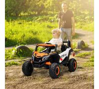 AIYAPLAY Voiture Électrique 12V pour Enfants, Télécommande, Ceinture de Sécurité, Klaxon, Phares LED, Port USB, pour 3-5 Ans, Orange