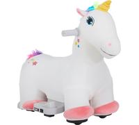 AIYAPLAY Voiture électrique 6V pour enfants en forme de licorne, 2 km/h véhicule pour enfants avec musique, jouet à enfourcher avec pédale, cheval électrique pour enfants 1,5-3 ans, Blanc