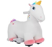 AIYAPLAY Voiture électrique 6V pour Enfants en Forme de Licorne, 2 km/h véhicule pour Enfants avec Musique, Jouet à enfourcher avec pédale, Cheval électrique pour Enfants 1,5-3 Ans, Blanc