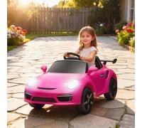 AIYAPLAY Voiture électrique de police pour enfants avec télécommande, double moteur, sirène, roues auxiliaires, musique et phares, Rose