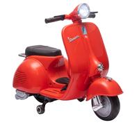 AIYAPLAY Voiture électrique Enfant 3+ Vespa Licence 6V USB Rouge | Batterie lithium, moteur électrique enfant, roues amovibles, musique, lumière LED, 3-5 km/h, mini moto, max 30 kg