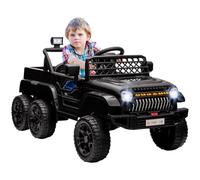 AIYAPLAY Voiture électrique enfant, buggy électrique enfant 6 roues modes 4x4 et 2x2, télécommande 2,4G, 2 moteurs 12 V, 3 vitesses, remorque arrière, musique, klaxon lumières LED, 122x62,5x65cm, noir