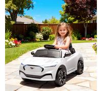 AIYAPLAY Voiture électrique enfant Ford Mustang Mach-E sous licence officielle 12 V télécommande 2,4 G 2 moteurs 92x55x44cm blanc