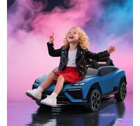 AIYAPLAY Voiture électrique enfant véhicule électrique Lamborghini 12V télécommande 2,4G et 2 moteurs vitesse max. 4 km/h bleu