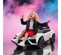 AIYAPLAY Voiture électrique enfant véhicule électrique Lamborghini 12V télécommande 2,4G et 2 moteurs vitesse max. 4 km/h blanc