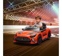 AIYAPLAY Voiture Électrique Enfants 3-8 Ans Mercedes-AMG 12V avec Télécommande, Feux LED, Roulettes de Transport, Orange