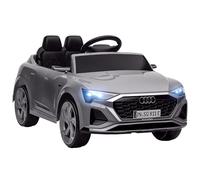 AIYAPLAY Voiture électrique Enfants sous Licence Audi Q8 e-tron Sportback véhicule électrique 2 Moteurs 12V, télécommande 2,4G, phares LED, Musique, klaxon, Suspension à Ressort, pour 3-4 Ans, Gris