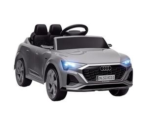 AIYAPLAY Voiture électrique Enfants sous Licence Audi Q8 e-tron Sportback véhicule électrique 2 Moteurs 12V, télécommande 2,4G, phares LED, Musique, klaxon, Suspension à Ressort, pour 3-4 Ans, Gris