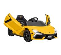 AIYAPLAY Voiture électrique Enfants sous Licence Lamborghini Revue, véhicule électrique 12V avec Portes Papillon, télécommande 2,4G, Suspension, phares, Musique, klaxon, pour Enfants 3 à 5 Ans, Jaune