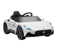 AIYAPLAY Voiture électrique enfants sous Licence Maserati MC20 véhicule électrique 12V avec télécommande 2,4G, démarrage progressif, LED, musique et klaxon, suspension à ressort, 3 à 6 ans, blanc Desc