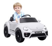 AIYAPLAY Voiture électrique enfants sous licence Volkswagen Beetle, véhicule électrique 12V avec télécommande 2,4G, suspension à ressort, phares, musique, klaxon, voiture pour enfants 3 à 5 ans, blanc