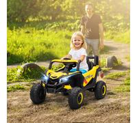 AIYAPLAY Voiture électrique enfants UTV 12 V, buggy électrique enfants avec télécommande, 96 x 61 x 56 cm, jaune
