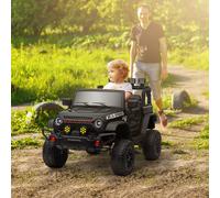 AIYAPLAY Voiture électrique enfants UTV avec télécommande 2,4G, 2 moteurs 12 V, musique, klaxon, lumières LED, 100x63x65cm, noir