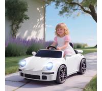 AIYAPLAY Voiture électrique enfants, véhicule électrique 12V, télécommande 2,4G, phares, musique, klaxon, 103 x 55 x 44 cm, blanc