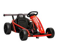 AIYAPLAY Voiture électrique GoKart, 2 x 24 V Moteurs, Mode dérive à 13 km/h, Kart électrique pour Enfants 6-12 Ans, Roues Avant en PU, siège Enveloppant, klaxon et Musique, Construction Solide, Rouge
