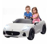 AIYAPLAY Voiture électrique Maserati pour enfants, 2 places, 12V, télécommande, feux LED, fonction musicale, Blanc