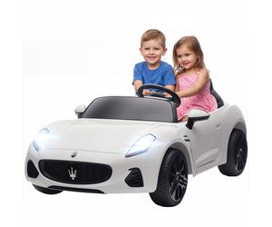 AIYAPLAY Voiture électrique Maserati pour enfants, 2 places, 12V, télécommande, feux LED, fonction musicale, Blanc