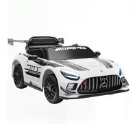 AIYAPLAY Voiture électrique Mercedes-AMG 12V 2 Moteurs 3-8 Ans Blanc | Télécommande 2.4GHz, musique, Ride-on, LED, klaxon, démarrage doux, stabilisateurs, poignée traction