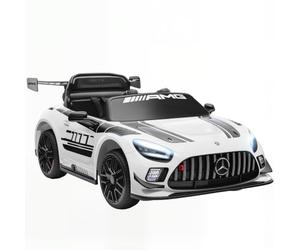 AIYAPLAY Voiture électrique Mercedes-AMG 12V 2 Moteurs 3-8 Ans Blanc | Télécommande 2.4GHz, musique, Ride-on, LED, klaxon, démarrage doux, stabilisateurs, poignée traction