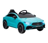 AIYAPLAY Voiture électrique Mercedes-Benz AMG CLA45 12V klaxon Bleu Clair | Télécommande 2.4GHz, musique, veilleuse, port USB/MP3, pour 3-6 ans, électrique