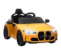 AIYAPLAY Voiture électrique pour enfant de 3 à 5 ans 12 V avec télécommande 2,4 G, suspension, démarrage en douceur, MP3, USB, lumière LED, klaxon, 3 à 5 km/h, jaune