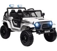 AIYAPLAY Voiture électrique pour enfants, 12 V 3-5 km/h tout-terrain avec prise musique, véhicule pour enfants avec télécommande 2,4G, phares, klaxon, véhicule électrique pour enfants 3-6 ans, blanc
