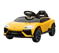 AIYAPLAY Voiture électrique pour enfants 12V avec télécommande 2,4 GHz, 2 moteurs, klaxon, LED, musique, 101,5 x 49 x 43 cm, jaune