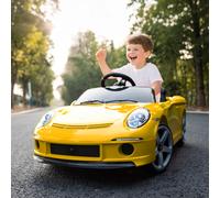 AIYAPLAY Voiture Électrique pour Enfants à Commander, Musique, Avertisseur Sonore, USB, Ceinture de Sécurité, pour 3-5 Ans, Jaune