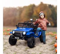 AIYAPLAY Voiture électrique pour enfants avec suspension en douceur, télécommandée, lumières LED, klaxon, moteurs 12V, en plastique et métal, Bleu