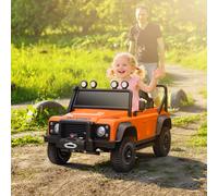 AIYAPLAY Voiture Électrique pour Enfants, Batterie 12V, Télécommande, Fonction Musique, Klaxon, Phares LED, Orange