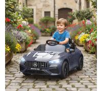AIYAPLAY Voiture électrique pour enfants, design Mercedes, moteurs 12V, télécommande, feux LED, musique, pour enfants de 3-6 ans, Gris