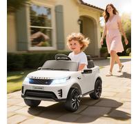 AIYAPLAY Voiture Électrique pour Enfants Licence Land Rover avec Phares LED, Klaxon et Télécommande, 105x68,5x58 cm, Blanc