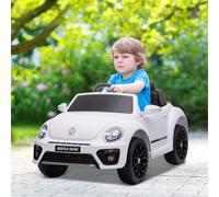 AIYAPLAY Voiture électrique pour enfants VW Coccinelle, 3-5 km/h, avec télécommande et musique, Blanc