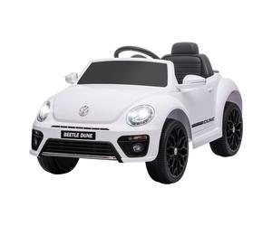 AIYAPLAY Voiture électrique pour enfants VW Coccinelle, 3-5 km/h, avec télécommande et musique, Blanc