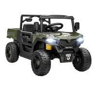 AIYAPLAY Voiture électrique tout-terrain 12 V pour enfants avec coffre, 2 moteurs, ceinture 3 points, télécommande, suspensions, USB, musique, lumières, 1,8-3,7 km/h, 3-8 ans, vert