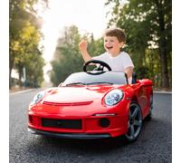 AIYAPLAY Voiture pour Enfants 3-5 Ans avec Licence Officielle RUF GT, Télécommande, Ceinture de Sécurité et Musique, Rouge
