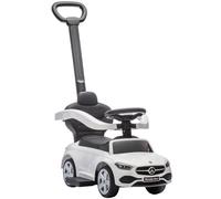 AIYAPLAY Voiturette pour enfants de 1 à 3 ans convertible en poussette avec poignée, barrière 360° et volant, voiturette en PP et acier, 91x40x83 cm, blanc